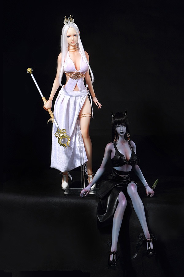 2 Black and White Elf Sex Doll 68cm
