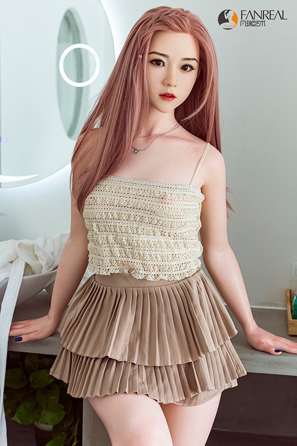 Pretty Pink Hair Small Breasts Silicone Sex Doll Qian 158cm