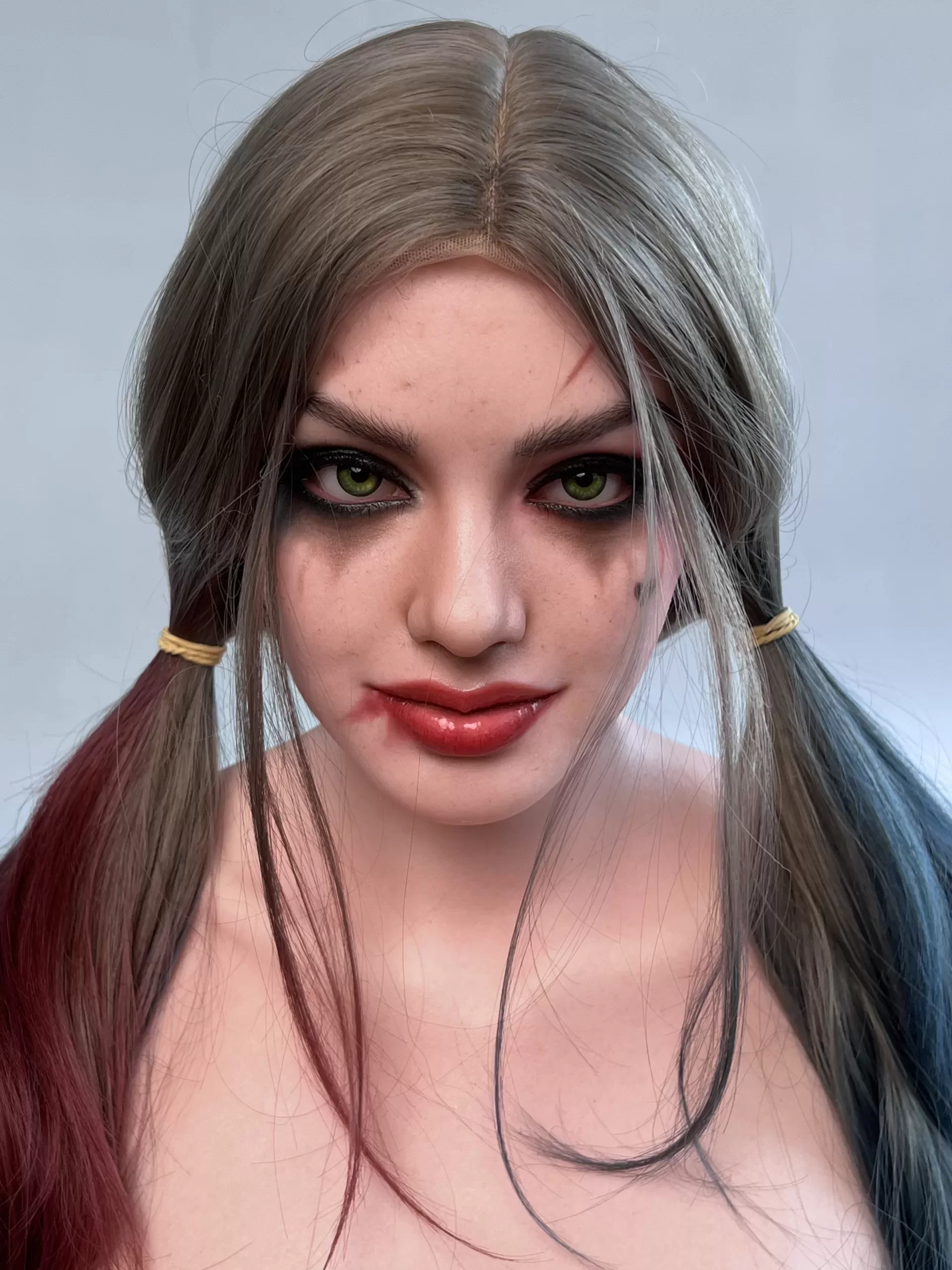 Harley Quinn Doll Head With Implanted Hair